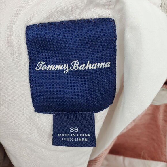 Tommy Bahama 100% Linen Burnt Red Striped Men's Island Resort Vacation Shorts 36 - Picture 3 of 6